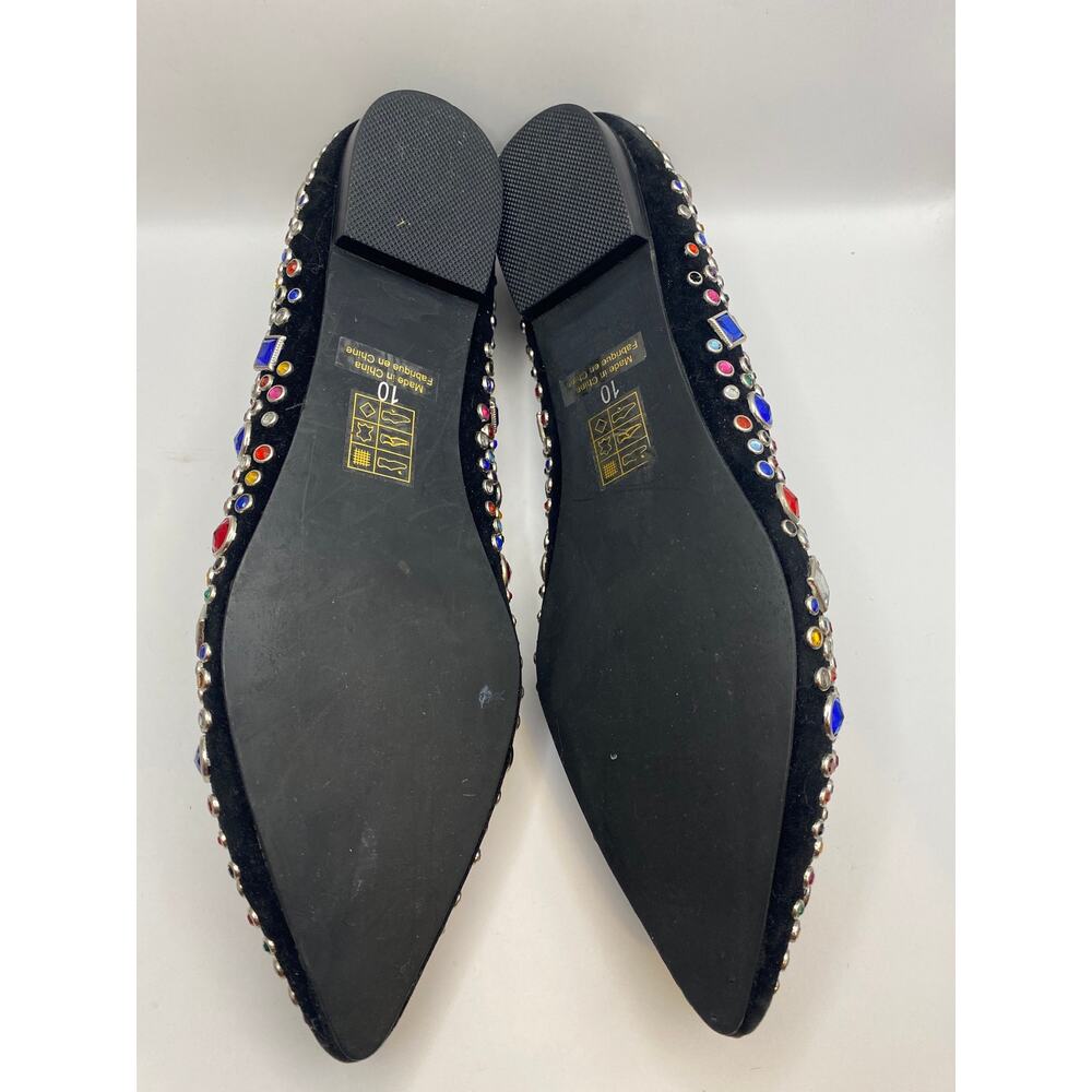 Jeffrey Campbell Ibiza Last Jeweled Flats Size 10 Black Suede - Picture 4 of 13